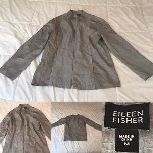 Eileen Fisher beautiful grey silk jacket size M